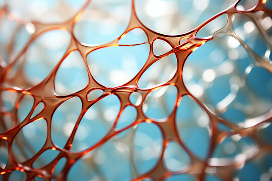 An image reflecting the integration of healthcare and scientific investigation, blood cells, and physiological tissues. Relationships among tissues and cellular entities within the body.