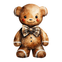 Watercolor gingerbread man isolated on transparent background