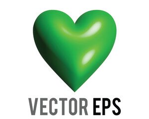 Classic love green glossy heart icon, used for expressions of love for healthy lifestyle and organic food, cosmetics and etc