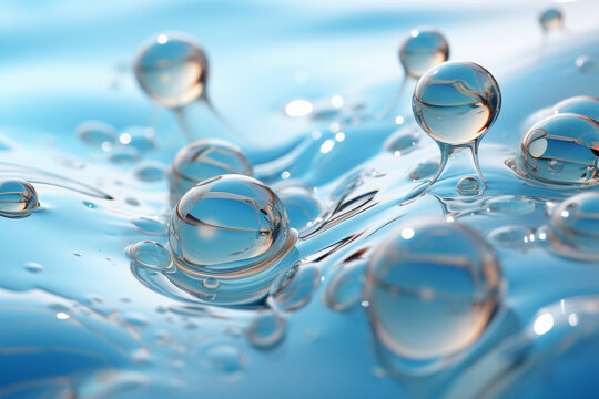 The detailed capture illustrates proteins as individual microscopic bubbles linked by delicate amino acid strands.