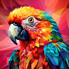 Fototapeta premium Beautiful parrot polygonal art style, pop art.