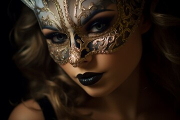 portrait of a woman in carnival mask