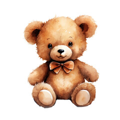 Fototapeta premium Watercolor soft toy bear isolated background