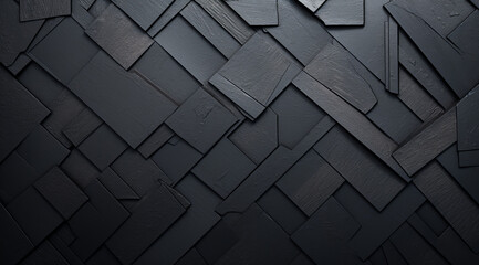 Metal tiles overlaying each other on black sheet of metal