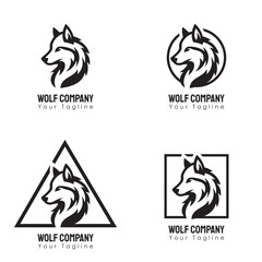 Set Of Vector Wolf Logo Simple and Minimalist