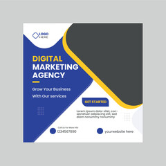 Digital Marketing Agency Online Social Media Post Set, Corporate Business Promotion Social Media Web Banner, Square