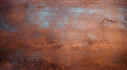 Powder sheet of metal. Beautiful unique texture. Aged copper texture with rustic patina and signs of corrosion. - obrazy, fototapety, plakaty