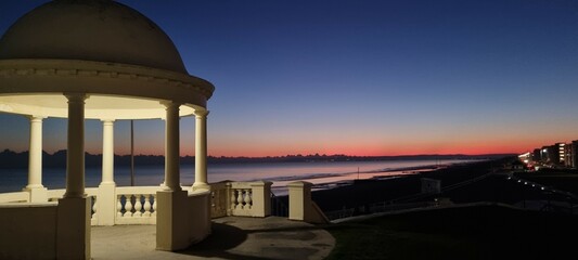 Bexhill Beach and seafront promenade and De La Warr Pavilion, east Sussex, England