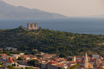 Aerial view of Senj town, touristic destination in Croatia