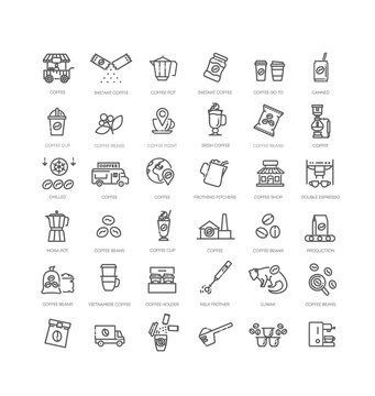 Set of coffee production icons