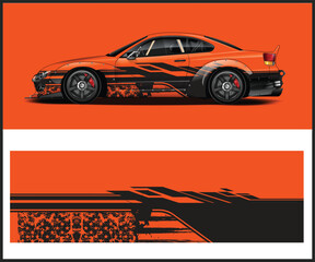 car livery design vector. Graphic abstract stripe racing background designs for vehicle vinyl wrap
