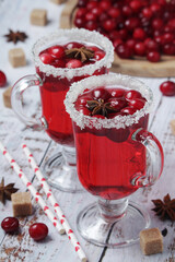 Two glasses with cranberry drink