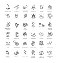 Ecology. Climate change. Vector icons