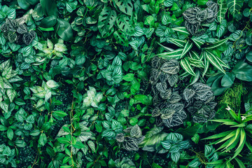 Close up group of background tropical green leaves texture and abstract background. Tropical leaf nature concept.