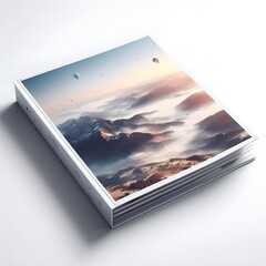 catalogue on white background, softcover, thick, product presentation.