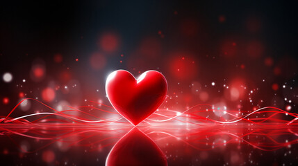 Valentines Day background with red heart. 3D rendering. Generative AI