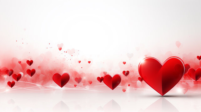 Valentines Day background with red heart. 3D rendering. Generative AI