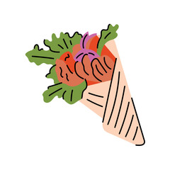 Shawarma color element. Cartoon street food. Isolated vector illustration.