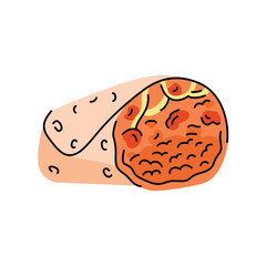 Burrito color element. Cartoon street food.