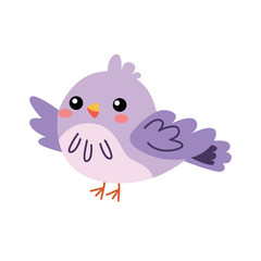  bird surrounded by flowers and leaves in pastel colors. cute and stylized bird