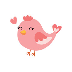  bird surrounded by flowers and leaves in pastel colors. cute and stylized bird