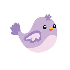  bird surrounded by flowers and leaves in pastel colors. cute and stylized bird