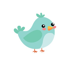  bird surrounded by flowers and leaves in pastel colors. cute and stylized bird