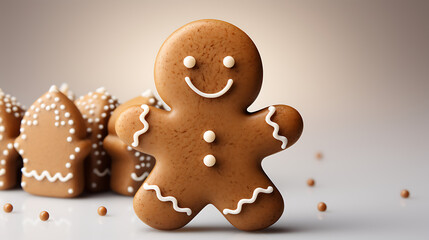 christmas cookies - Cute Gingerbread man on isolated background, minimalist