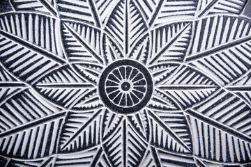 mandala, close-up of the lines of a mandala in black and white