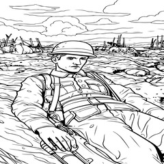 wounded solider coloring page