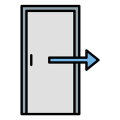 Exit door icon or logo illustration filled outline color