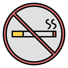 no smoking icon or logo illustration filled outline color style.