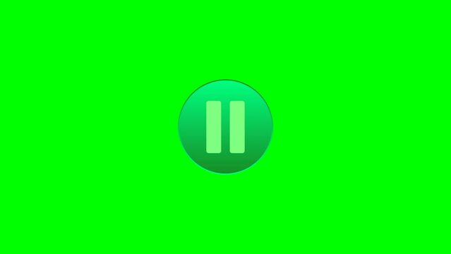 video pause, play, stop button green screen high quality HD icons animation
