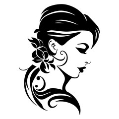Beautiful Woman Face vector silhouette illustration