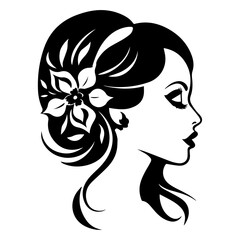 Beautiful Woman Face vector silhouette illustration