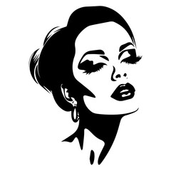 Beautiful Woman Face vector silhouette illustration