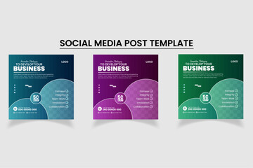 Colorful Modern business social media and instagram post template 