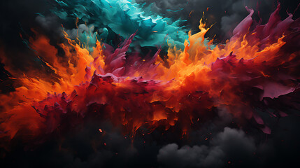 Fototapeta premium fire and smoke background explosion. colorful design. 