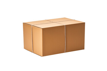 A cardboard box isolated on transparent background. Delivery service concept. PNG file.  