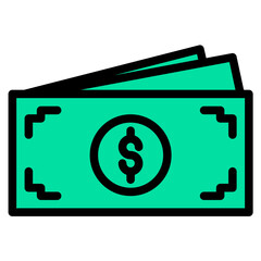 Money icon vector outline style.