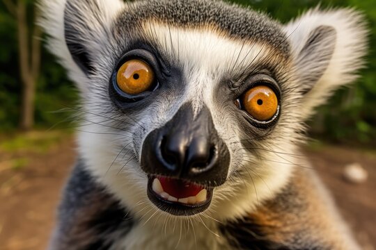 Ringtailed Lemur Catta Capturing Selfie. Сoncept Wildlife Photography, Animal Selfies, Lemur Catta, Madagascar Wildlife