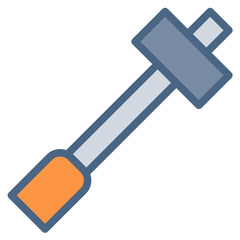 Hammer icon or logo illustration filled outline color style. Icons tool color style.