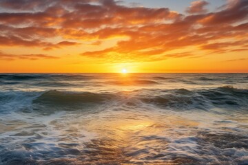 Naklejka na ściany i meble The sunrise on the horizon across the ocean