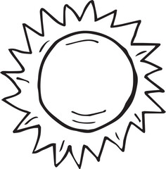 Hand drawn illustration or drawing of  sun.