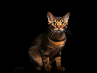 Malayan Cat Studio Shot Isolated on Clear Background, Generative AI