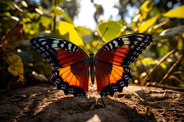 A close-up of a butterfly. Generative Ai