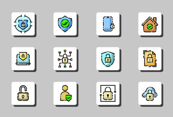 a set of privacy icons with different colors and shapes
