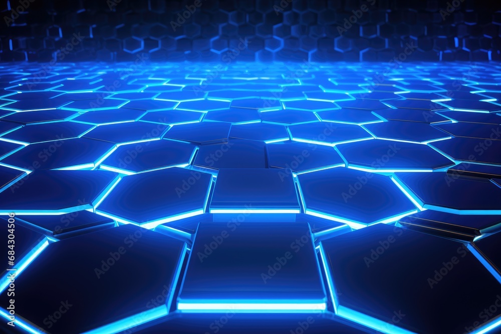 Poster 3d rendering of abstract technology background with hexagons and glowing lights, 3d rendering of an 