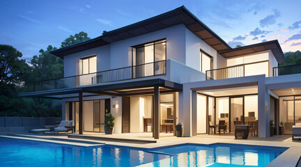 Luxury Waterfront Mansion with Swimming Pool in a Residential District