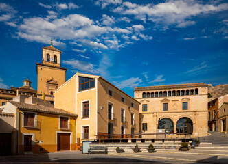View of the Plaza de Arriba in Jumilla, Region of Murcia, Spain, with the Renaissance palace of the...